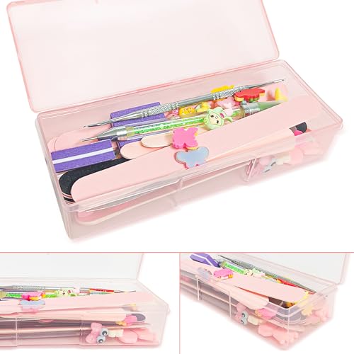 Hozziii 6-Pack Pink Nail Tech Storage Cases with Labels – Manicure Tool Organizer