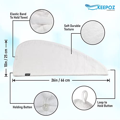 KEEPOZ 100% Cotton Hair Towel Wrap, Super Absorbent Turban for Long Hair