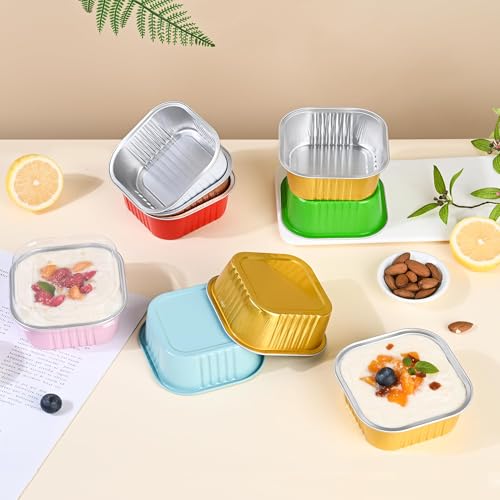 40 Pack Mini Cake Pans with Lids - 5oz Aluminum Baking Cups