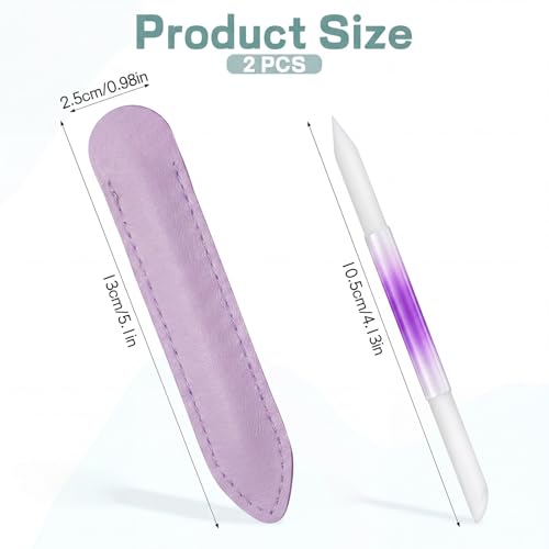 Dual Ended Glass Cuticle Pusher Set with Leather Cases - 2 pcs