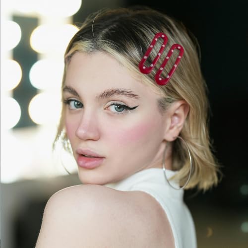 20 Bright Red Rectangle Hair Barrettes for Thin & Fine Hair