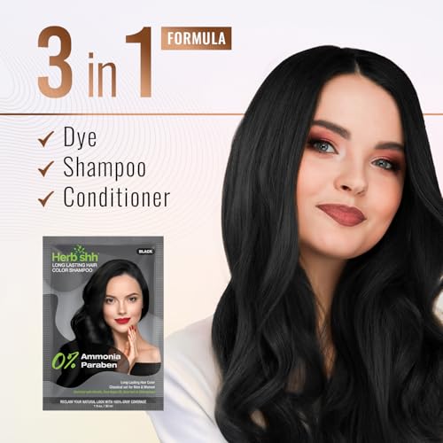 Herbishh Black Hair Dye Shampoo Pack with Argan Mask - 30ml