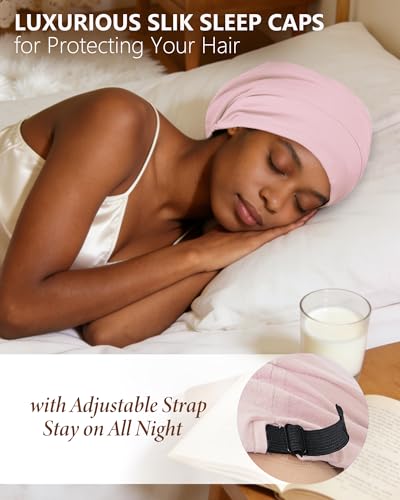 ROYBENS Medium Pink 100% Mulberry Silk Sleeping Bonnet for Women