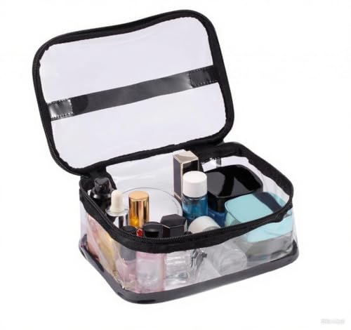 Black Louise Maelys 2-Pack Clear Travel Makeup Bags with Zipper Handles