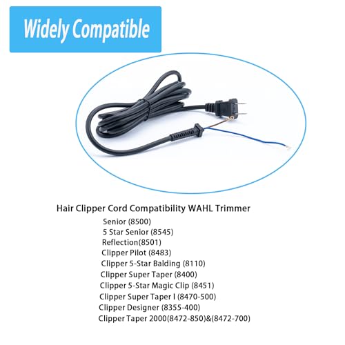 Replacement Power Cord 647-500 for WAHL Hair Clippers & Trimmers