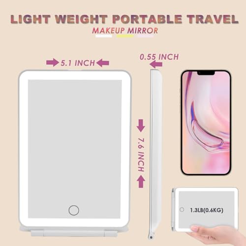 Lighted Makeup Mirror with 10X Magnification – Rechargeable Folding Vanity Mirror