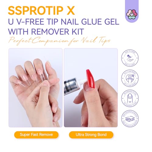 SAVILAND Long-Lasting Nail Glue Gel with Remover for Press-On Nails, No UV Needed