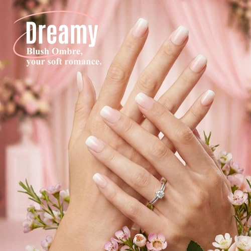 Bioday Short Square Press On Nails Nude Pink 30 Pcs Reusable Gel Tips with Glue & Tabs