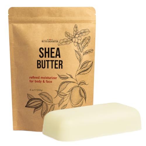 Refined Shea Butter Bar - 100% Pure African Shea for Skin & Hair, 8 oz