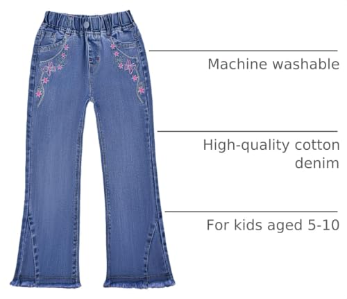 Peacolate Distressed Embroidered Jeans for Toddler Girls, 6-7Y Pink Butterfly