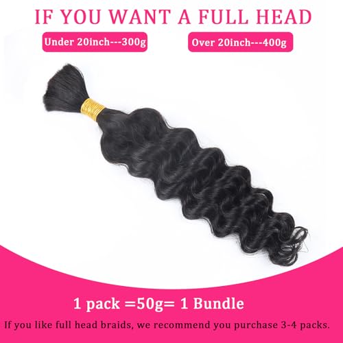 Human Braiding Hair for Boho Braids Deep Wave Bulk 14 Inch 1 Bundle