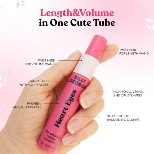 Silly George Heart Eyes Tubing Mascara - Smudge-Free & Vegan Volumizing