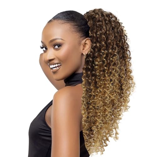 YXCHERISHAIR Curly Wavy Ponytail Extension 33/27, 18 Inch Natural Synthetic Hair for Women