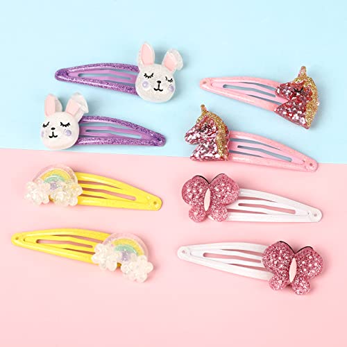 Unicorn Butterfly Rabbit Hair Clips Set for Girls - 8 Pcs