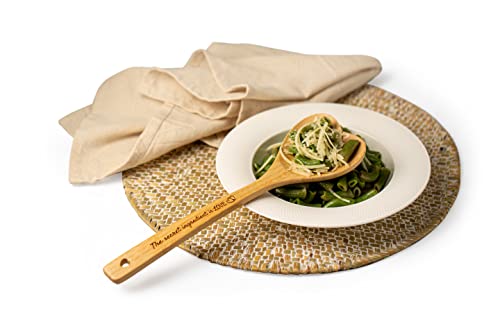 Heart Shaped Bamboo Wooden Spoon with Engraved Handle