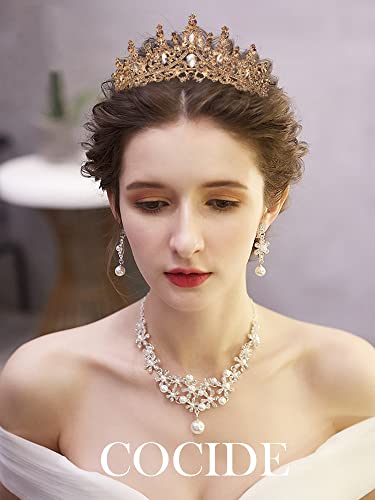 COCIDE Gold Crystal Tiara Crown for Women | Rhinestone Hair Accessory
