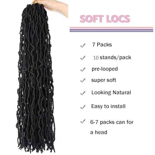 36 Inch Soft Locs Crochet Hair - 7 Packs of 1B Faux Locs