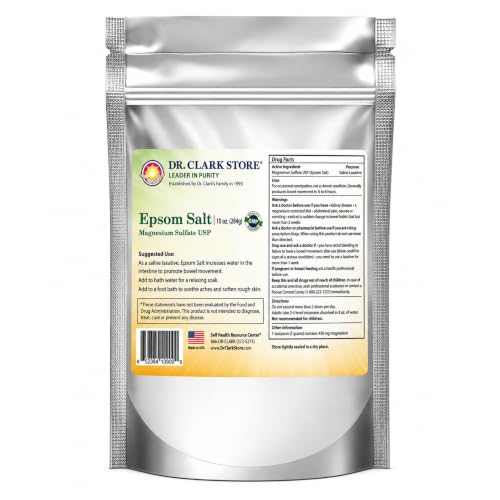 Dr. Clark Store Epsom Salt, USP Food Grade Magnesium Sulfate, 10 Ounces