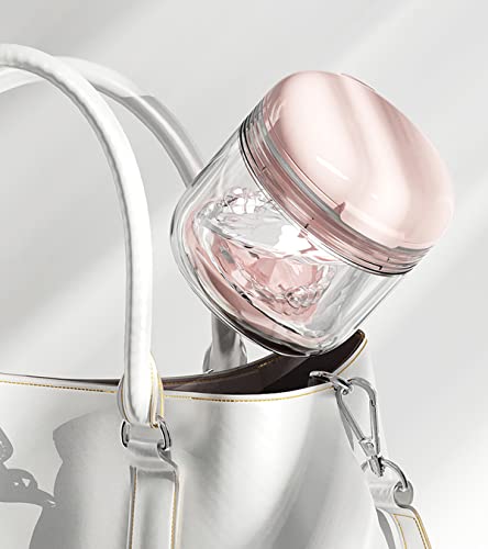 Pink Denture & Retainer Bath Case with Mirror, Strainer Basket & Travel Storage