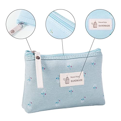 Qikuver Canvas Makeup Pouch - 2 Pack Small Cosmetic Bags for Purse