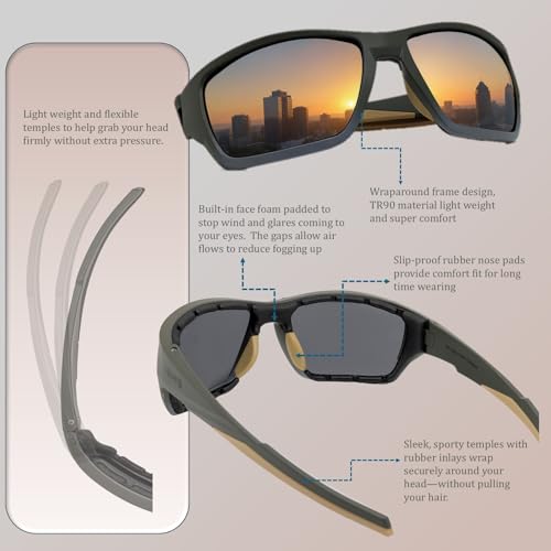 SOL PRO Polarized Wraparound Riding Sunglasses with Foam Padding