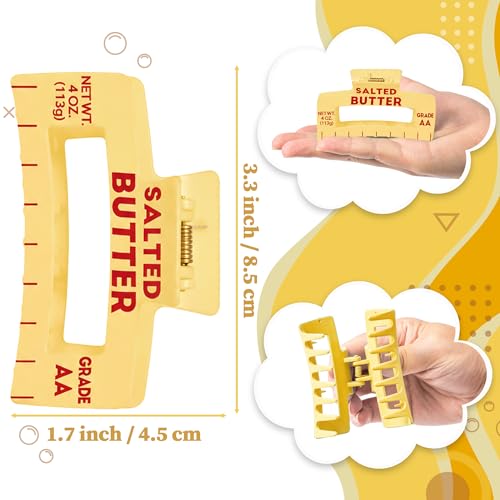4 Pack Realistic Butter Hair Claw Clips - Cute Colors for Women