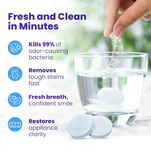Retainer Brite - Retainer Cleaner Tablets for Invisalign, Mouth Guard Cleaner, Night Guard Cleaning and More. Cleaning Tablets for Ultrasonic Cleaners. 120 Tablets - 4 Month Supply. Made in USA