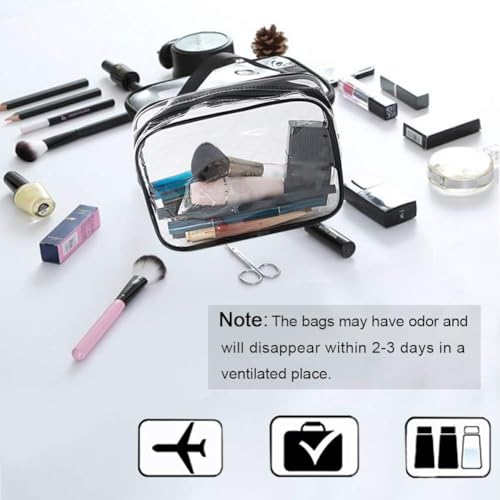 APREUTY 6 Pack Clear TSA Approved Makeup & Toiletry Bags Set - Black, Large, Medium, Small