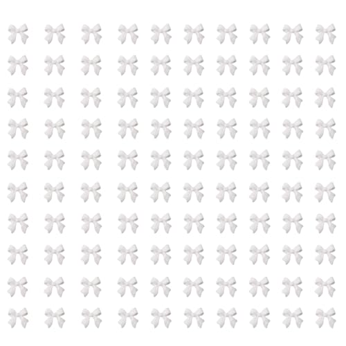White Bow Nail Charms 200pcs - Delicate Bow-Knot Nail Art Supplies for Women & Girls