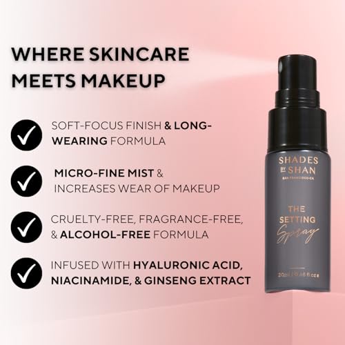 Shades by Shan Mini Setting Spray - Alcohol-Free, Vegan, Long-Wearing, Soft-Focus Finish