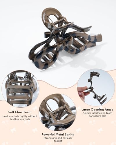 AWAYTR 4Pcs Large Bow Claw Clips for Thick Hair, Aesthetic Hair