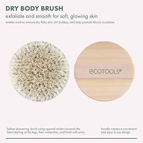 EcoTools Dry Body Brush for Exfoliation, Vegan Bamboo Handle - 2 Pack