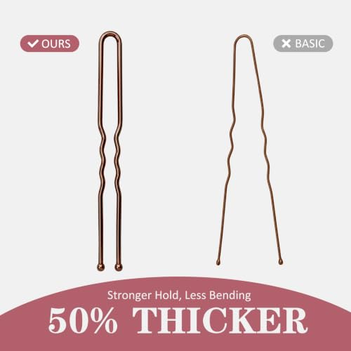 Wenobby Heavy Duty U Shaped Hair Pins - 100 Pack Brown 2.8"