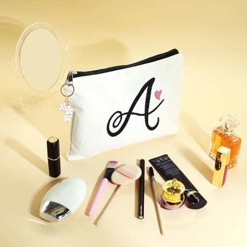 Personalized E Letter Embroidered Makeup Bag - Gift for Women, Bridesmaids, Mom