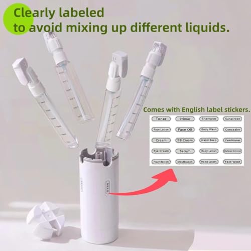 Travel Dispenser Set - 4 Pack 30ml Leak Proof Bottles, White