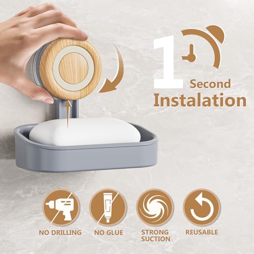 Wall-Mounted Double Layer Soap Dish - 2 Pack Suction Cup Holder