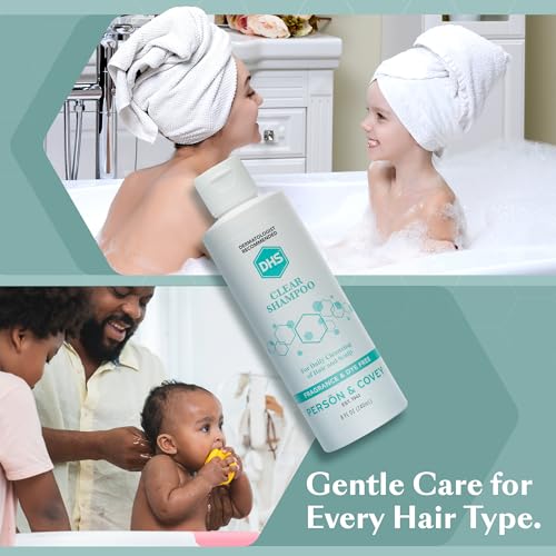 DHS Clear Shampoo 8oz - Unscented, Gentle Hair & Scalp Cleanser for Sensitive Skin