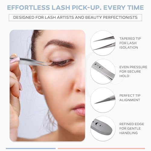 Coco's Closet Pointed Isolation Tweezers - Stainless Steel for Lash Extensions