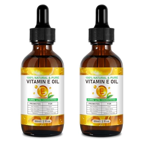Meifenla 4 Fl Oz Pure Vitamin E Oil 75,000 IU for Skin, Hair, Nails & Body, Moisturizing & Scar Reduction