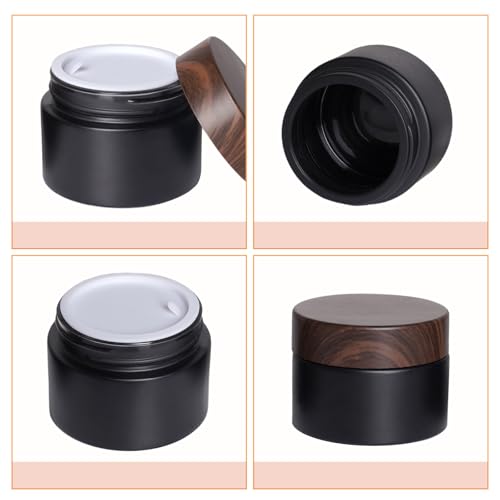 6Pcs Black Travel Lotion Containers - 50g Glass Jars with Lids
