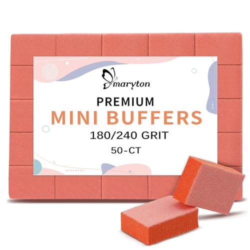 Maryton Mini Nail Buffer Blocks - 180/240 Grit for Natural Nails (50 PCS)