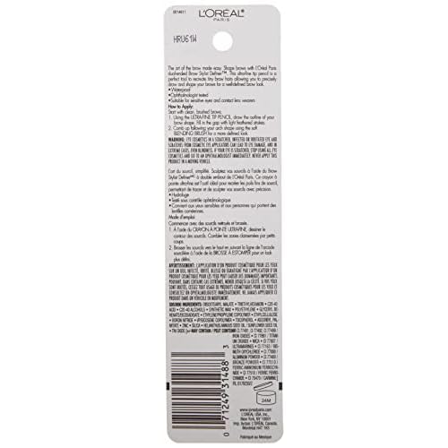L'Oreal Paris Makeup Brow Stylist Definer Waterproof Eyebrow Pencil, Ultra-Fine Mechanical Pencil, Draws Tiny Brow Hairs and Fills in Sparse Areas and Gaps, Brunette, 0.003 Ounce (1 Count)