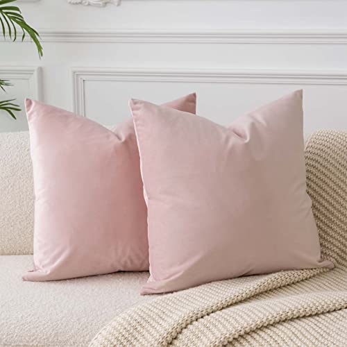 JUSPURBET Velvet Throw Pillow Covers Set of 2, 14x14, Pink