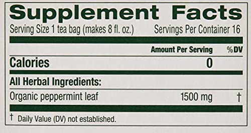 Organic Peppermint Tea Bags - 16 Count (Pack of 2)