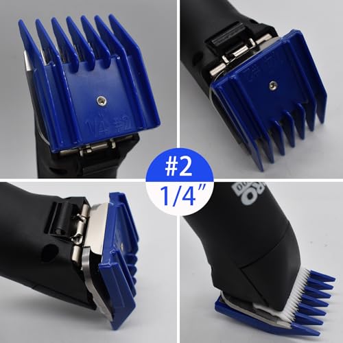 AIRERA 4-Piece A5 Animal Clipper Guard Comb Set - Navy - 1/8" to 1/2"