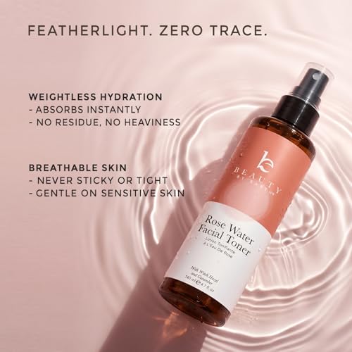 Rose Water Facial Toner Spray 4.7 Fl Oz - Made in USA, Organic & Calming