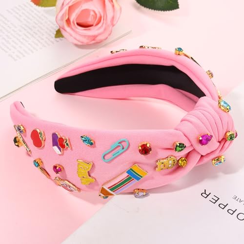 Teacher Rhinestone Knotted Headband - Beaded Sparkly Hair Accessory