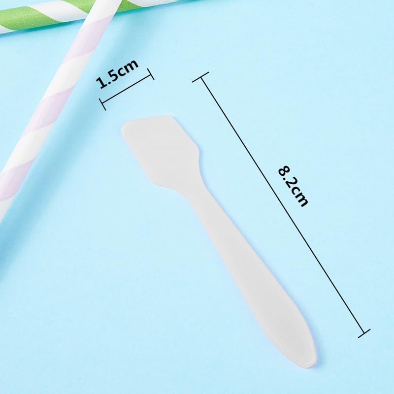 Clear 100 Pack Cosmetic Spatulas - Small Plastic Spoons for DIY Facial Mask & Skincare
