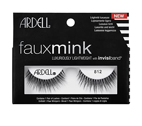 Ardell Faux Mink 812 Black Lashes - Lightweight, Natural Look, 4 Pairs
