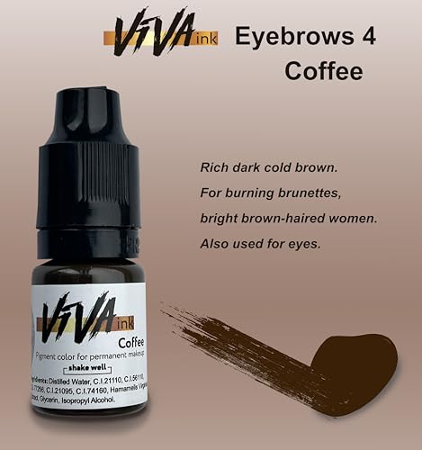 VIVA INK Permanent Eyebrow Microblading Pigment - Coffee, 0.2 oz